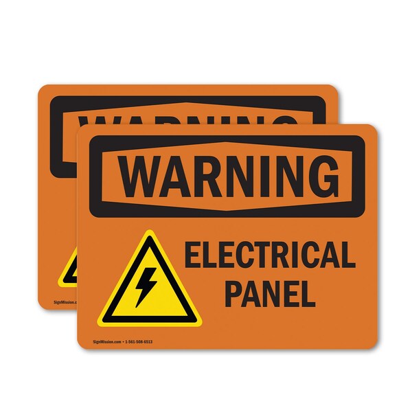 Signmission Electrical Panel With Symbol OSHA Warning Sign, Vinyl Decal, 5in W x 3.5in L, 2PK OS-2PACK-WS-D-35-L-12096 - main